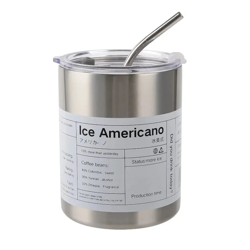 Stainless Steel Water Cup Travel Coffee Mug Reusable Double Wall Vacuum Insulated with Straw Perfect Hot Iced Drinks on The Go Oasis Select Steel color