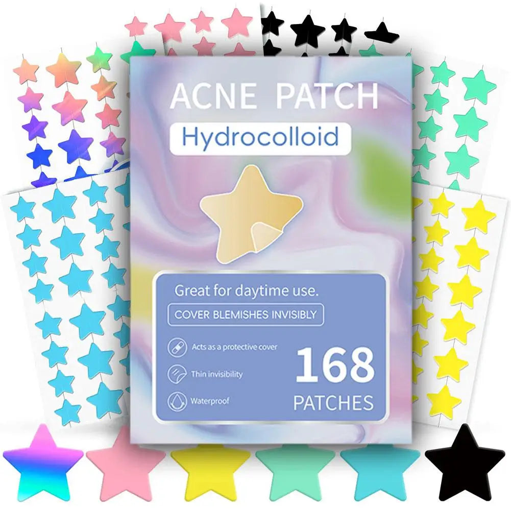 SADOER Colorful Star Pimple Patches – Acne Stickers 168–252pcs Acne Pimple Patch Oasis Select