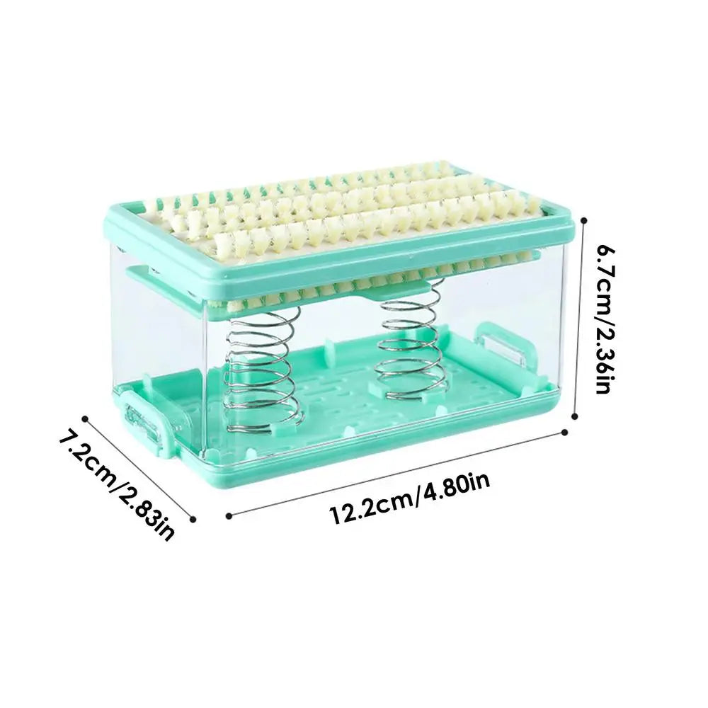 Soapbar Case Soapbar Drainer Dishes Holder Transparent Soapbar Storage Laundry Soapbar Case With Lid & Roller Foaming Brush Oasis Select green