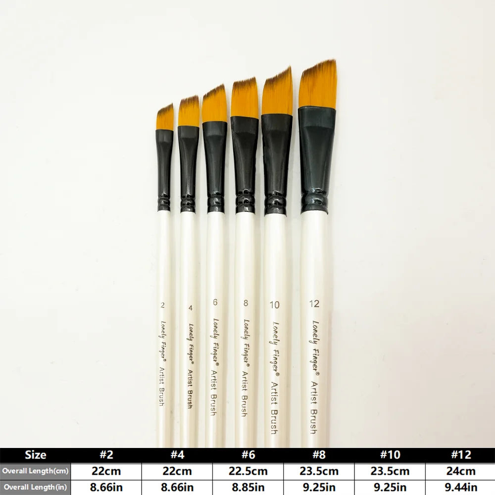Angular Paint Brushes,6 PCS Different Size Professional Angled Paint Brush for Acrylic Watercolor Gouache Oil Painting,Highly Ab Oasis Select