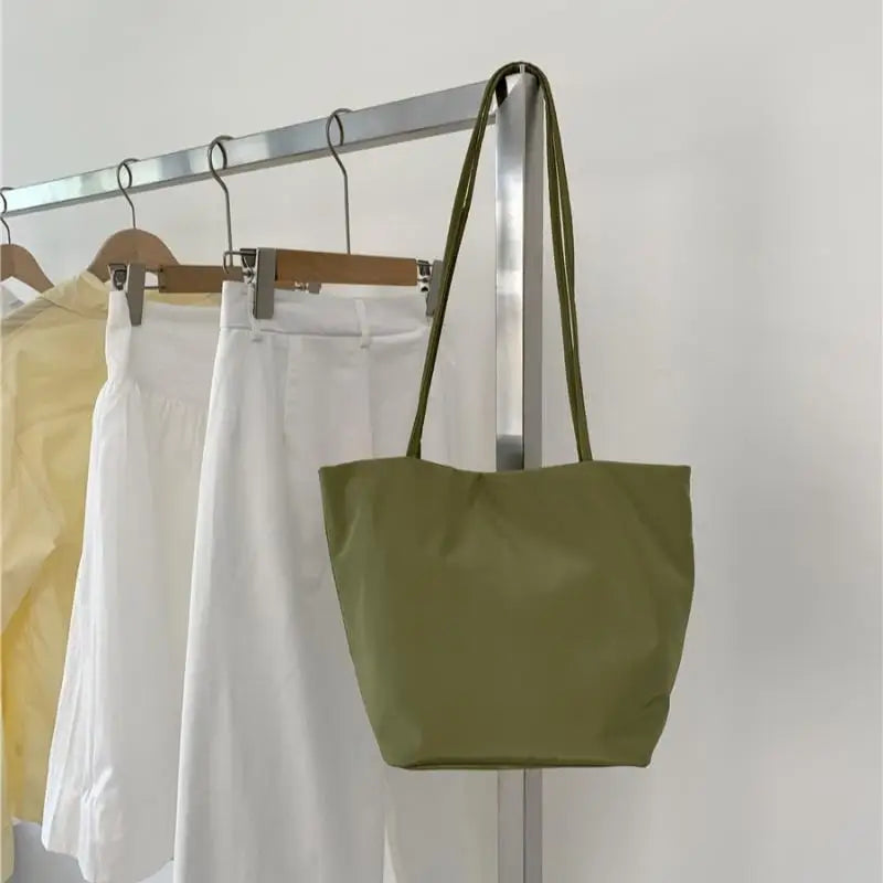 Women's Nylon Bucket Shoulder Bag – Lightweight Tote Handbag