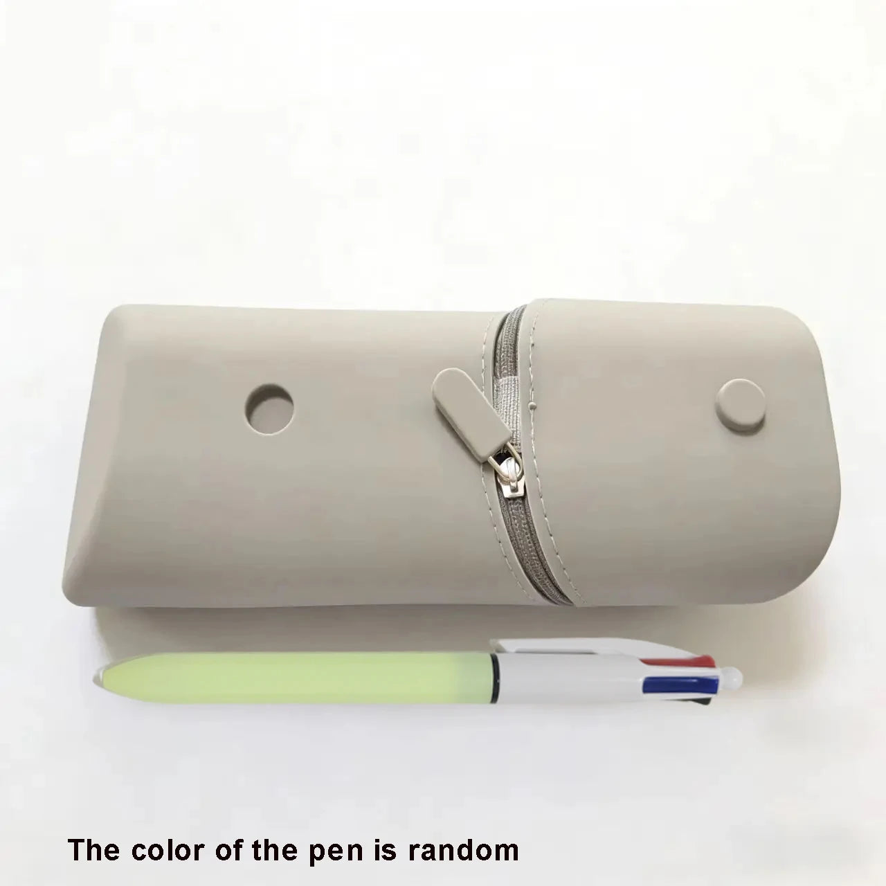 Expandable Silicone Pencil Case with 1pc Pen - Large Capacity Foldable Pen Box & Portable Desk Organizer Desk Accessories Oasis Select grey and 1pc pen