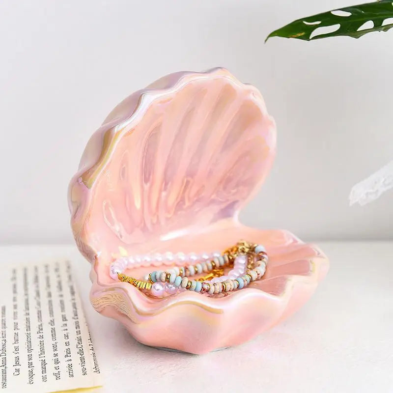 Light Luxury Home Key Storage Shell Ceramic Soap Box Draining High-end Bathroom Creative Washbasin and Storage Rack jewelry rack Oasis Select pink