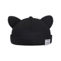 Casual Cotton Cat Ears Landlord Hat Solid Color Brimless Beanie Hat Adjustable Hip Hop Melon Skin Hat Spring Summer Oasis Select Black