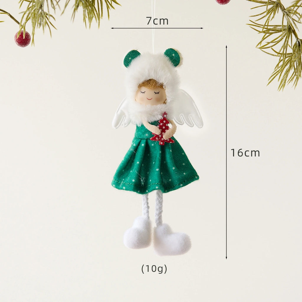 Cute Girl Angel Christmas Pendant Xmas Tree Hanging Ornaments Christmas Decorations For Home Christmas Dolls Kids Gift Navidad Oasis Select Green