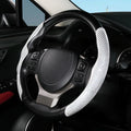 36cm Carbon Fiber Car Steering Wheel Cover Non-slip Sports Ultra-thin Card Cover Summer Auto Handle Protective Cover Type D Oasis Select White