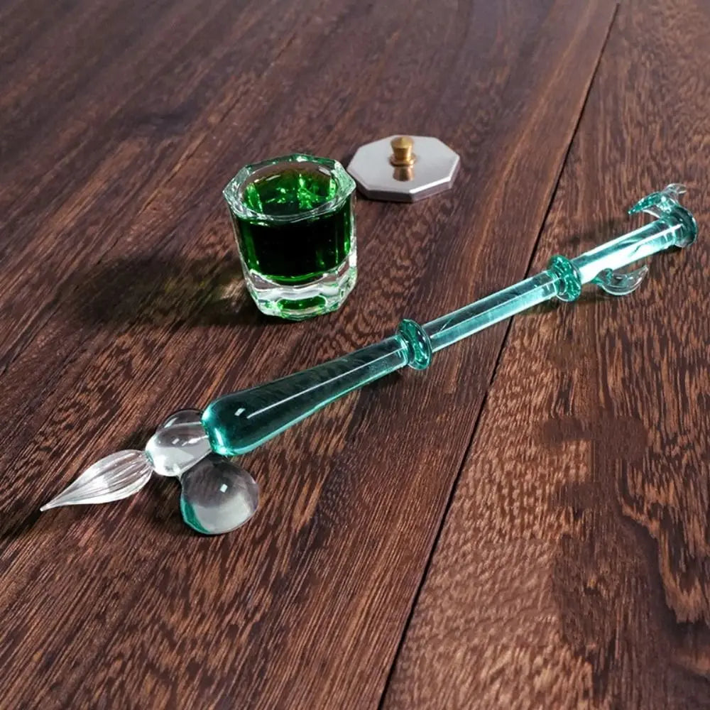 Children Signature Glass Dip Pen Reusable Transparent Dipping Pen Vintage Calligraphy Fountain Pen Art Painting Oasis Select
