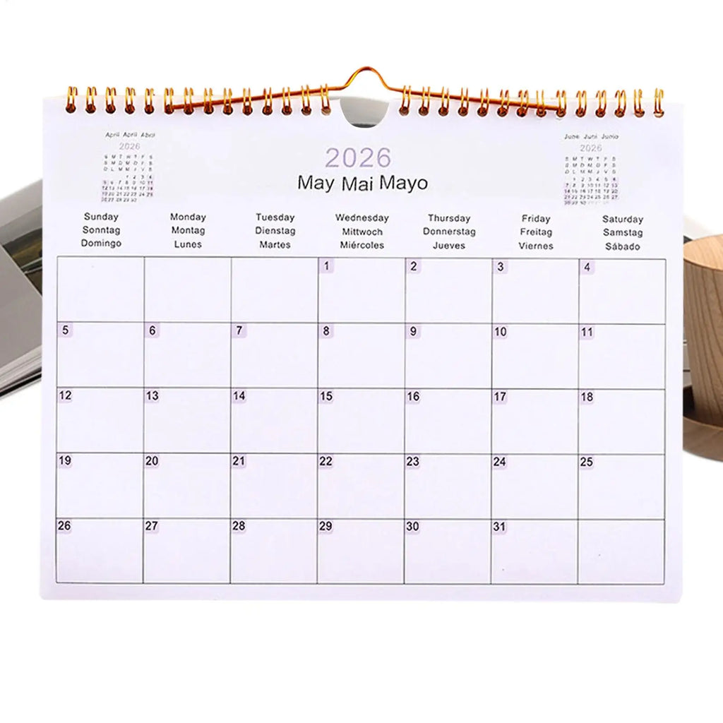 Wall Calendar 2026 12 Month Multilingual Coil Wall Calendar Modern Decorative Planner for Bedroom Dormitory Apartment Family Oasis Select