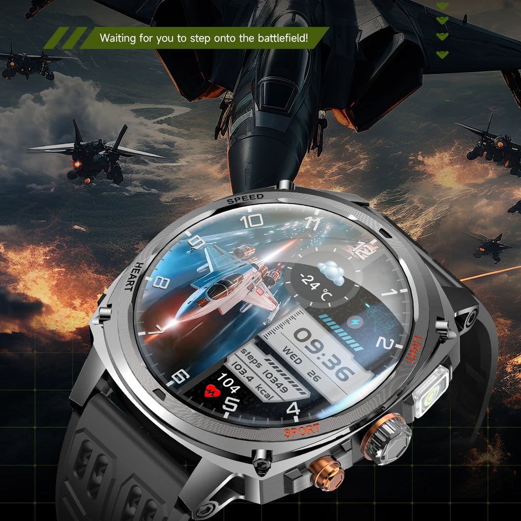 Outdoor Sports Smart Watch Blue Tooth Call Heart Rate Health Smartwatch Information Reminder LED Flashlight Waterproof Clock Oasis Select