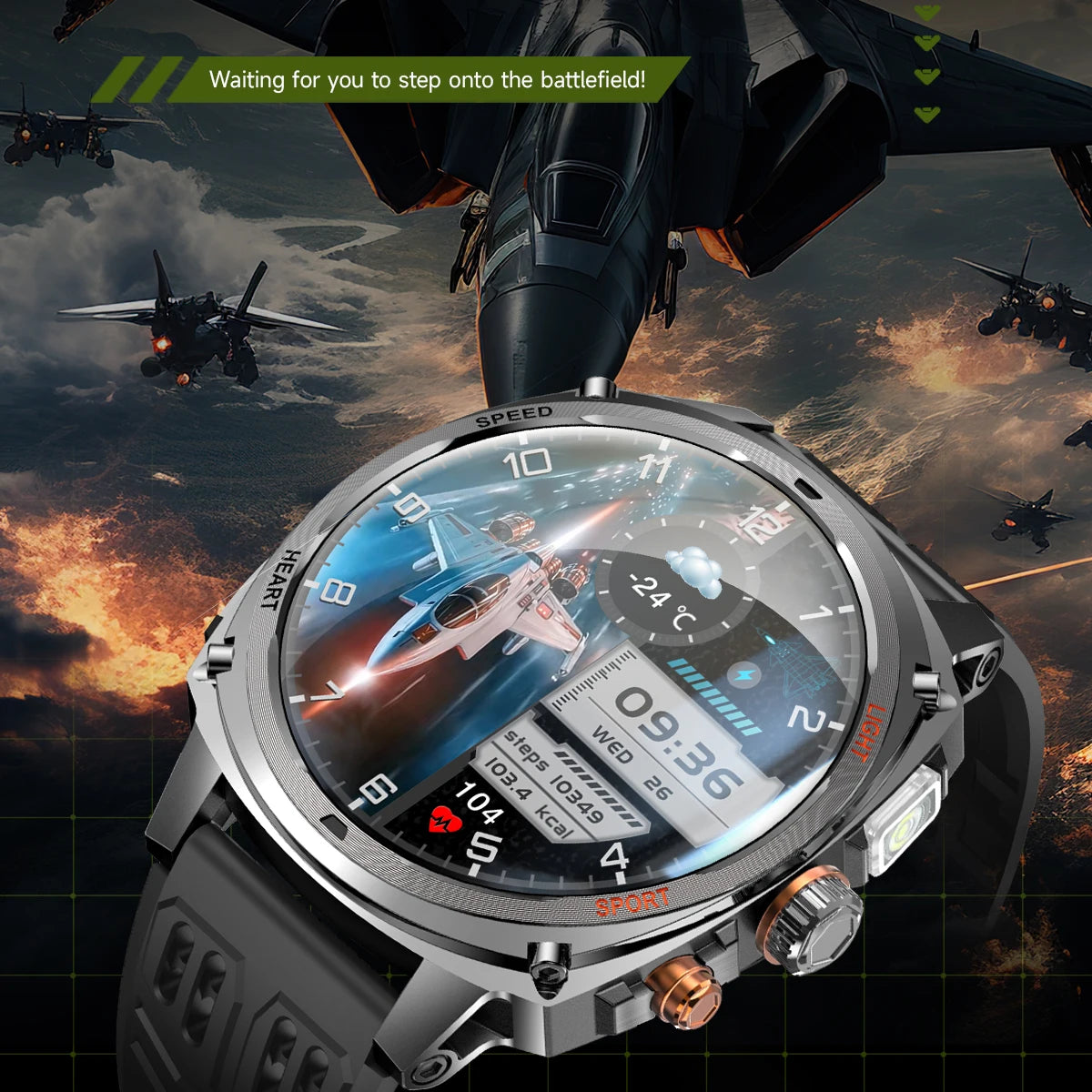 Outdoor Sports Smart Watch Blue Tooth Call Heart Rate Health Smartwatch Information Reminder LED Flashlight Waterproof Clock Oasis Select