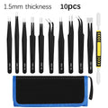Precision ESD Anti-Static Tweezers Tool 6-10pcs Stainless Steel, 1.5MM Thick, for Electronics Repair Craft Modeling DIY Nail Art Oasis Select 10pcs