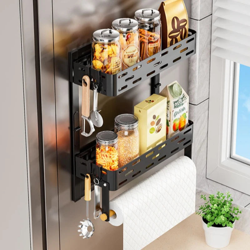 Magnetic refrigerator shelf Wall hanging No punching Refrigerator side hanger Folding kitchen roll paper rack Magnetic fragrance Oasis Select