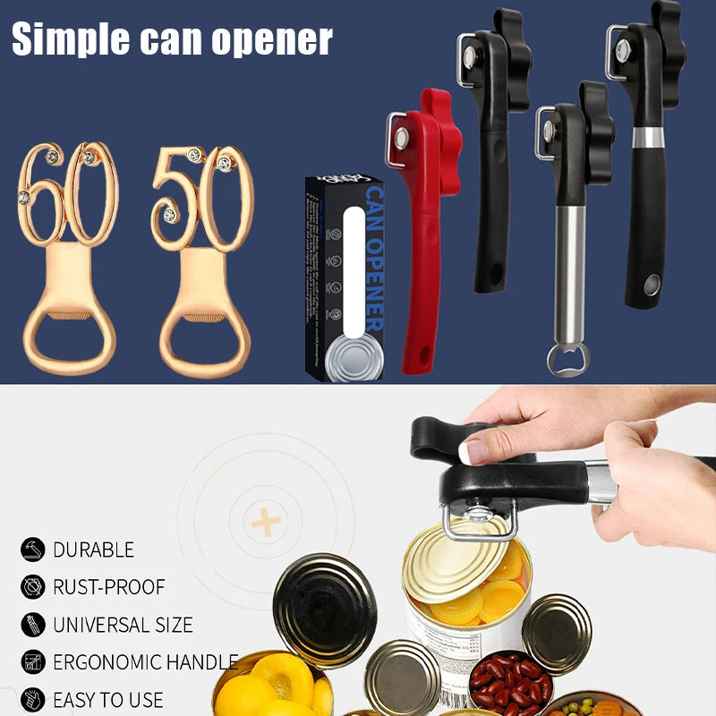 Manual Safety Can Opener Stainless Steel Can Knife Household Single-Handle Side Multi-Functional Can Opener Oasis Select