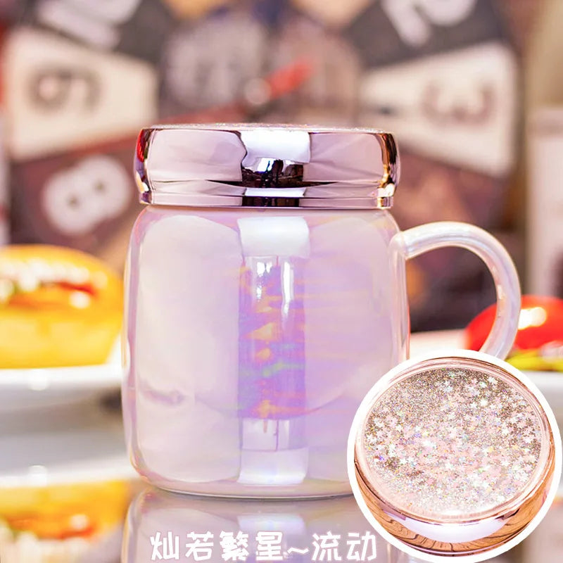 Cup creative personality trend Mug lovely ceramic water cup girl lovers office mug with cover coffee mug Oasis Select 420ml Pink