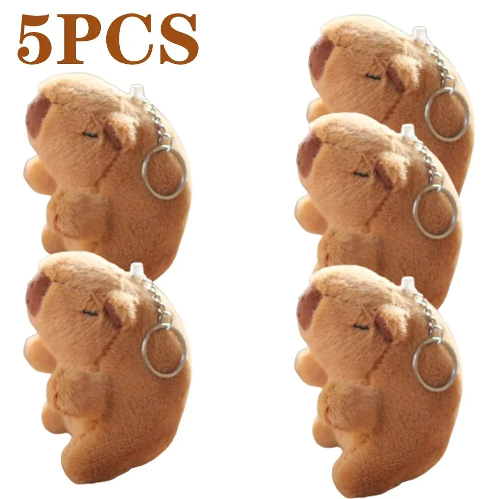 1-20PCS Cartoon Capybara Pendant Plush Toy Doll Bag Hanging Ornament Cute Kapila Keychain Doll Desktop Doll Ornament Car Pendant Oasis Select Naked-5PCS