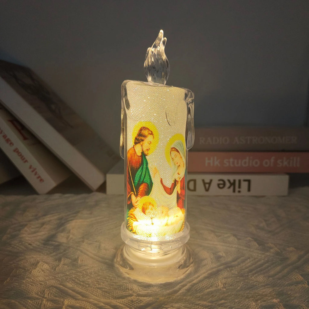 Jesus Virgin Christ Lamp Romantic Tealight Electronic Flameless LED Devotional Prayer Candles Light Religious Decoration Oasis Select 04