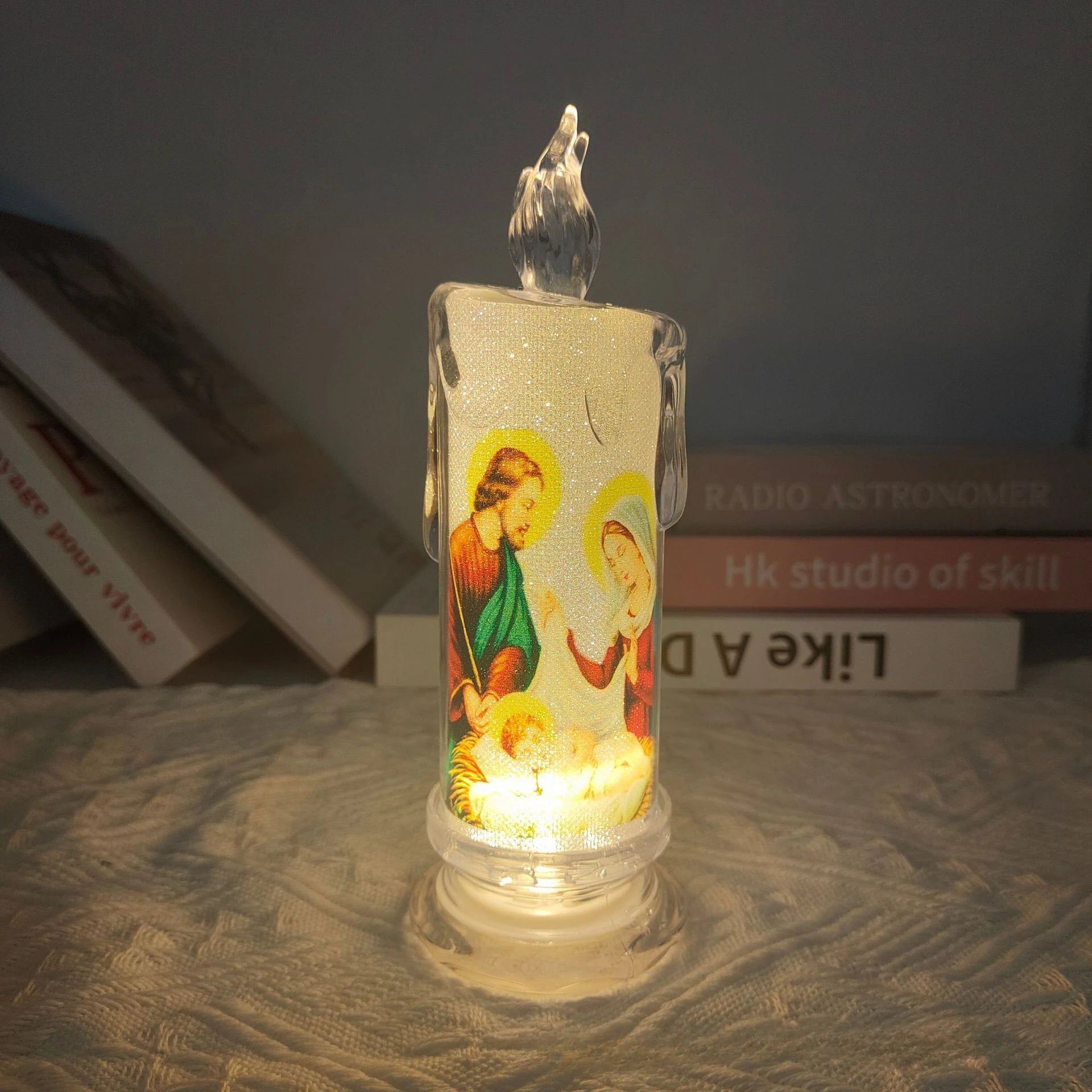 Jesus Virgin Christ Lamp Romantic Tealight Electronic Flameless LED Devotional Prayer Candles Light Religious Decoration Oasis Select 04