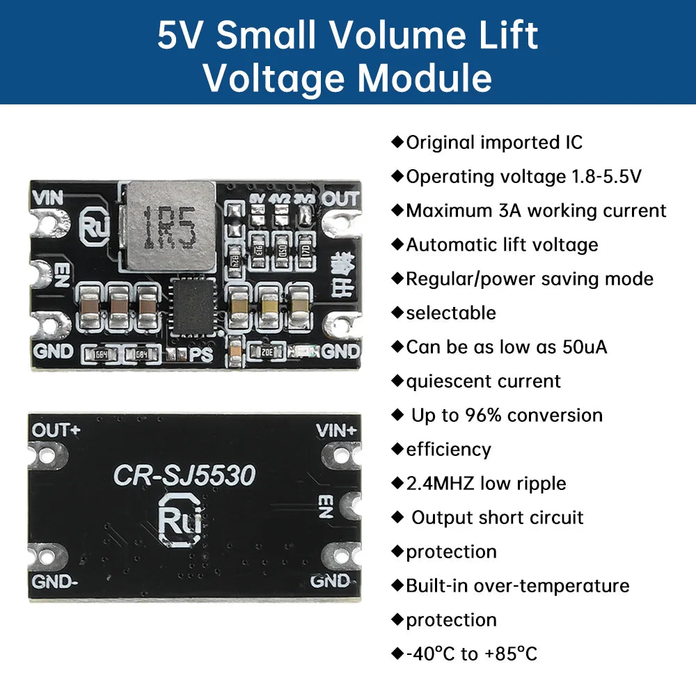 DC-DC Boost Buck Module 1.8-5.5V to 3.3V 4.2V 5V 3A Adjustable Output Low Ripple Step Up Step Down Constant Voltage Module Oasis Select