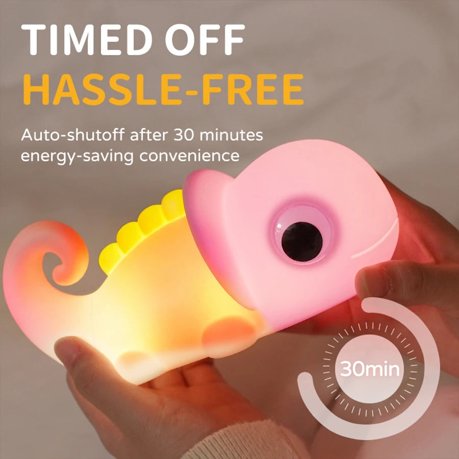 LED Chameleon Night Light Touch-Control Silicone Bedside Lamp Dimmable Rechargeable Room Decor Lamp Baby Sleep Night Light Oasis Select
