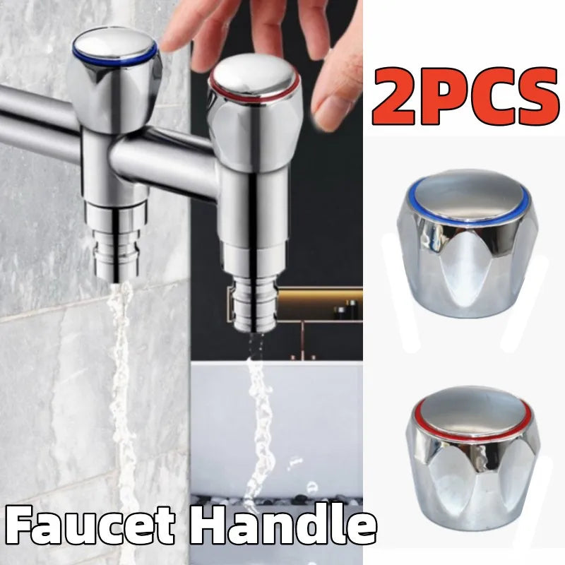 2PCS Hot Cold Faucet Handle Knob Universal Tap Top Head Cover Sink Grips Switch Kitchen Bathroom Faucet Replacement Accessories Oasis Select