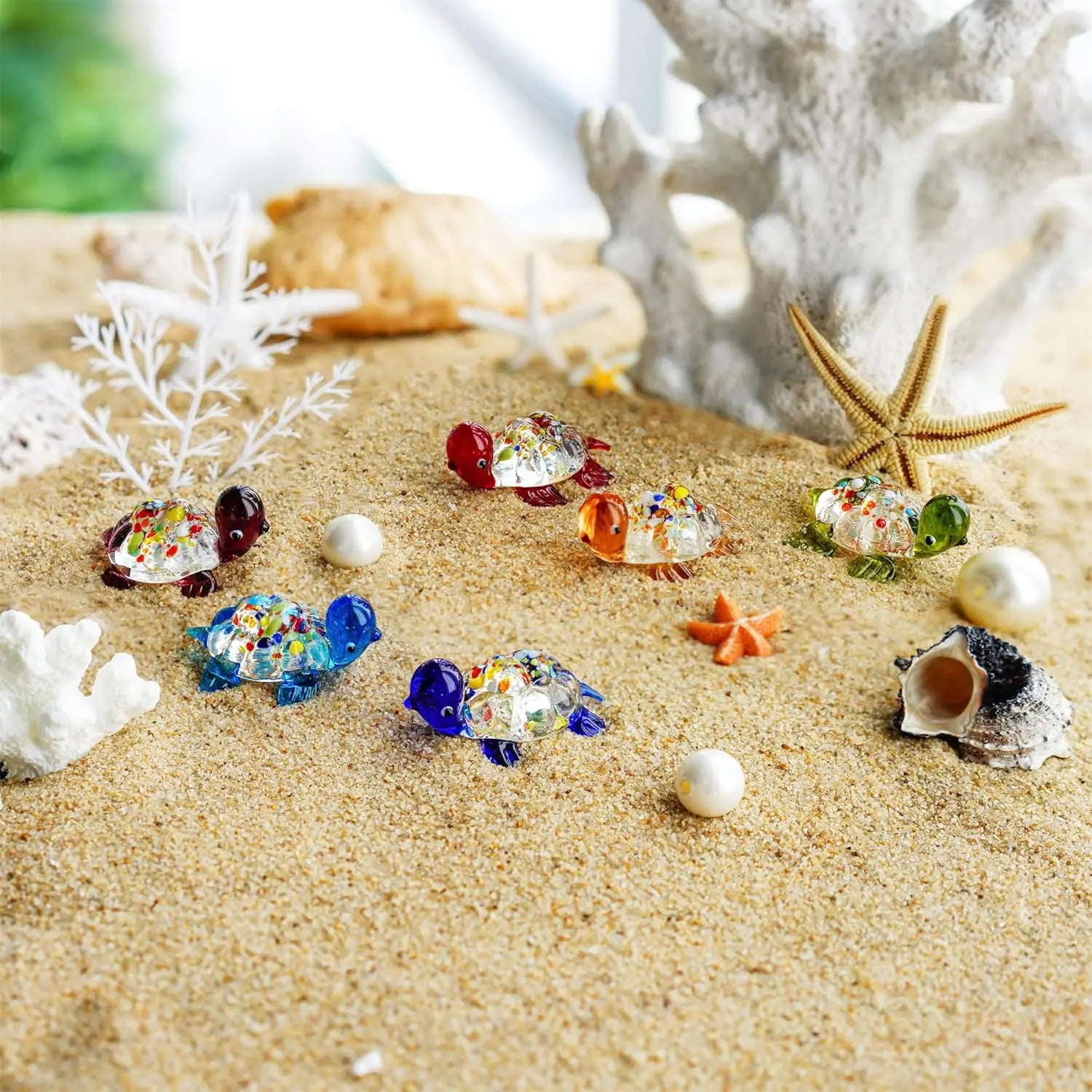 Cute Glass Turtle Miniature Figurine Japan Style Cartoon Sea Animal Ornaments Aquarium Fish Tank Kawaii Decor Accessories Oasis Select