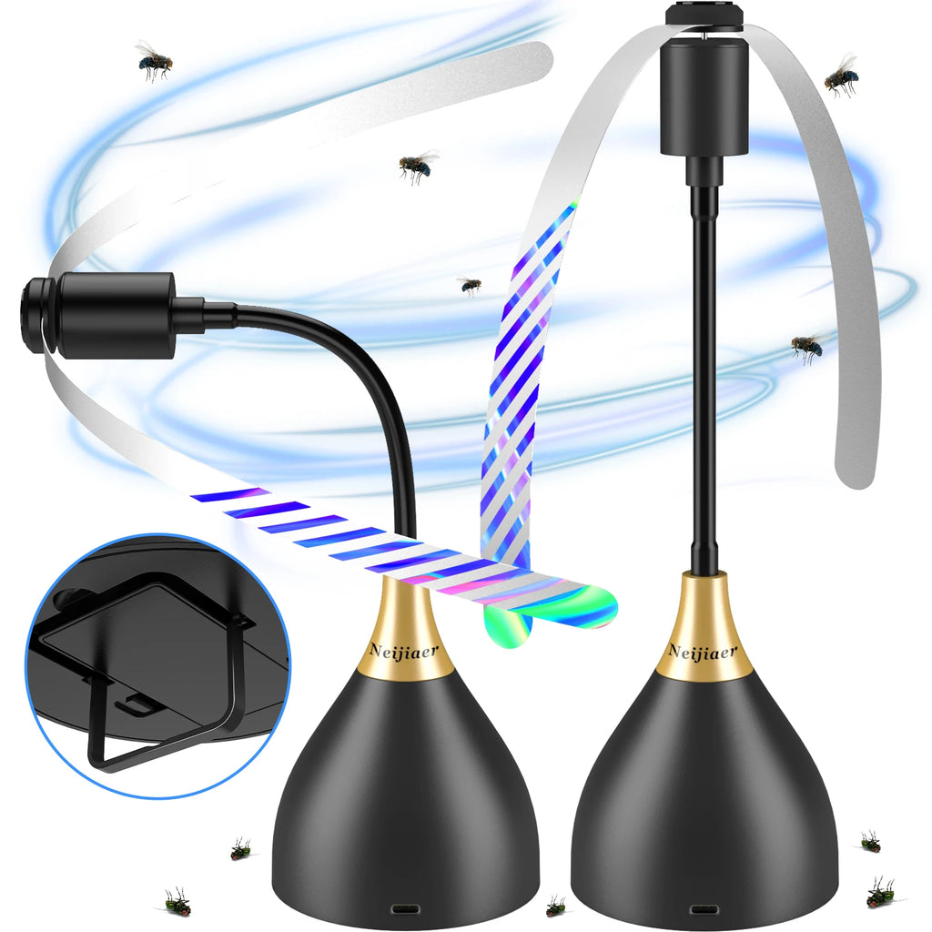 Fly Fans for Tables, Fly Repellent Fan with Soft Blades, USB or Batteries Powered, Soundless and Portable, for Picnic BBQ Party Oasis Select 2pcs-Black