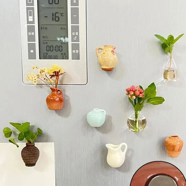 Small Vase Refrigerator Magnets with Optimum Strength, 1/2/3 Pack Resin 3D Flower Pot Fridge Decor for Home Adornment Oasis Select