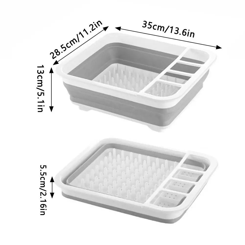 Collapsible Dish Drying Rack, Sink Dinnerware Organizer Storage Tray, Portable Foldable Dish Drainer for Kitchen RV Camper Van Oasis Select