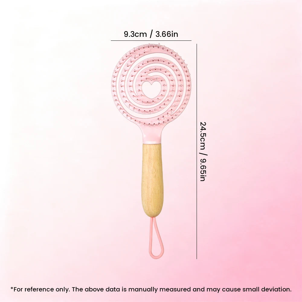 Pastel Spiral Vent Hair Comb – Oak Wood Handle | 3 Colors Hair Styling Comb Oasis Select