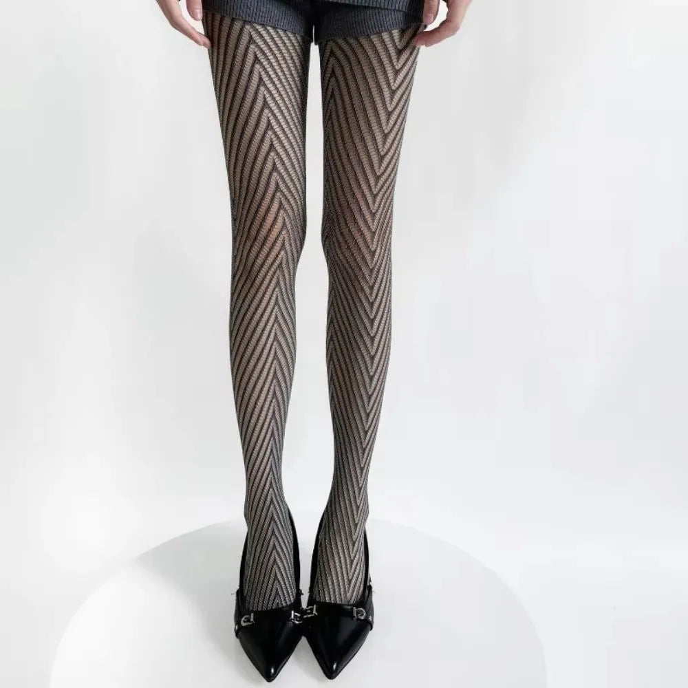 Personality Thin Floral Lace Tights Sexy High Elastic Fishnet Stockings Breathable Hollow Out Pantyhose Women Oasis Select