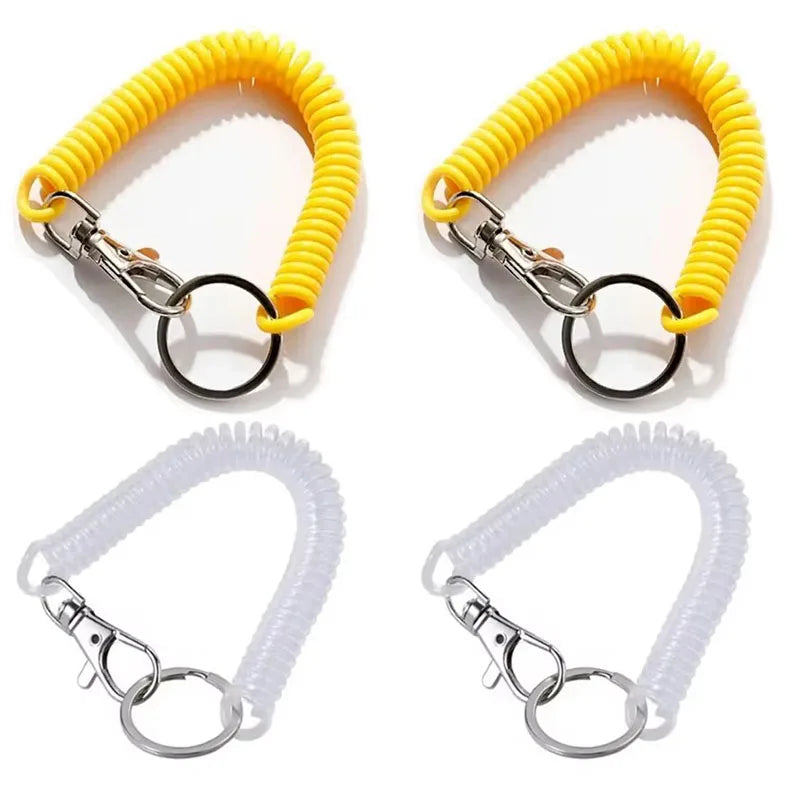 1/2/4pcs Spiral Telescopic Spring Coil Keychain Anti-Theft And Anti Loss Pull Rope Safety Keyring, With Metal Lobster Buckle Oasis Select Mix-4pcs 4