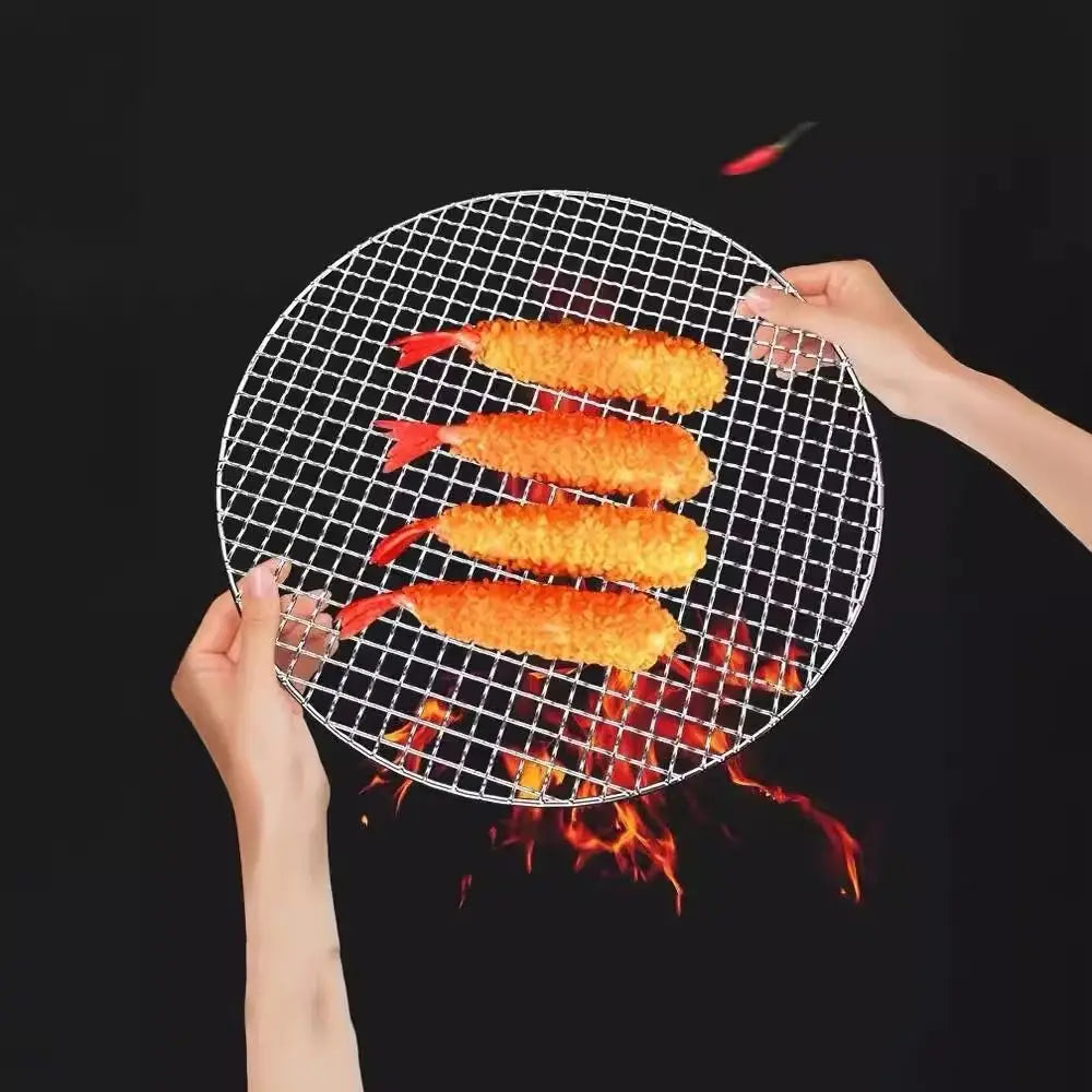 Household Stainless Steel Tempura Frying Net Semi -circular/Round Japanese Style Barbecue Net Durable Drying Net Fried Food Oasis Select