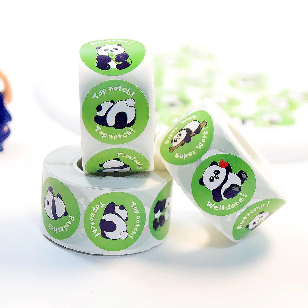 500pcs/roll Cartoon Panda Emoticon Label Stickers, Encouragement Stickers for Students, Teacher Cute Motivational Stickers Oasis Select