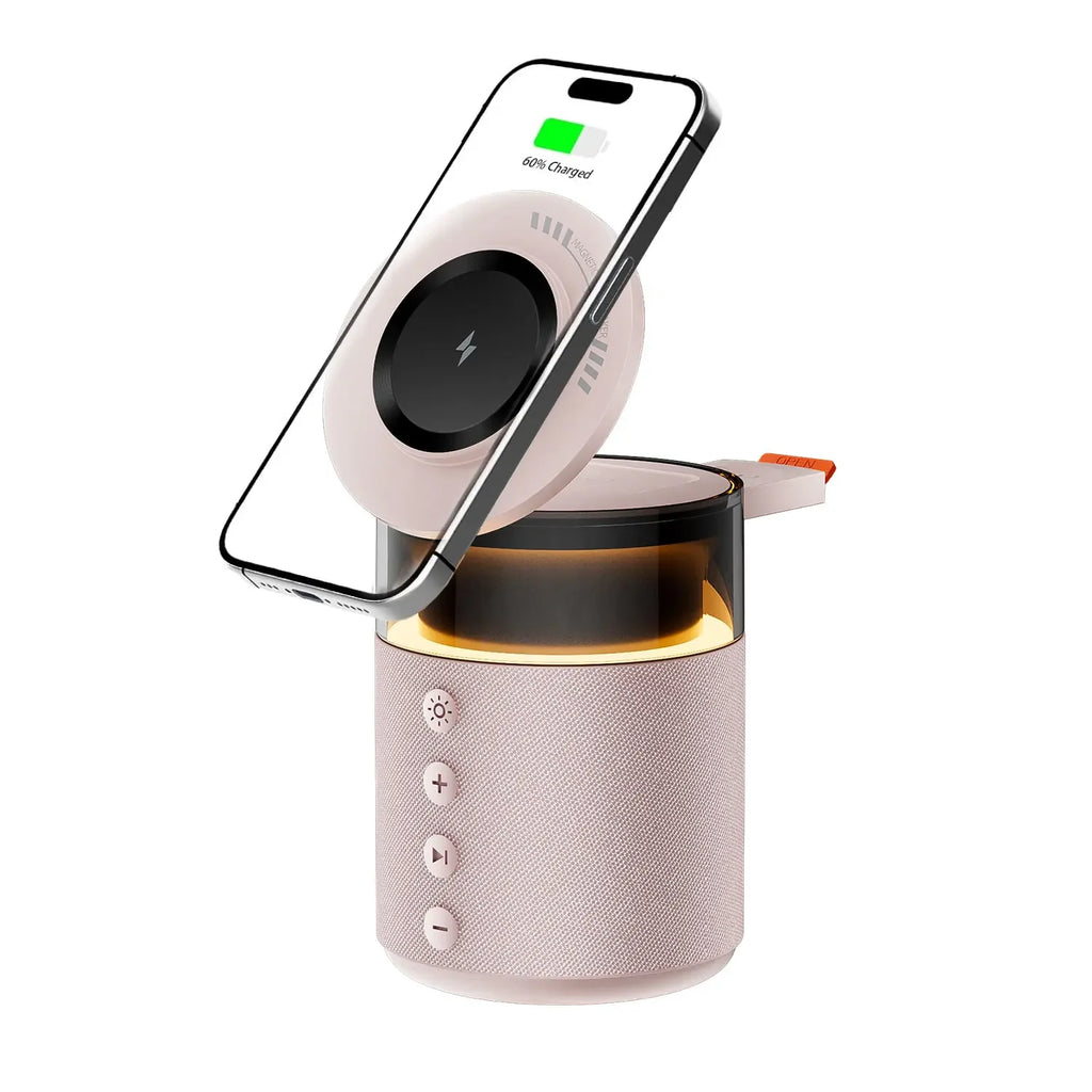 Multi-functional Night Light Speaker Magnetic Wireless Charger For Apple Watch&iPhone 17 16 15 14 13 12 Pro Max&AirPods 4/3 Pro Oasis Select Pink