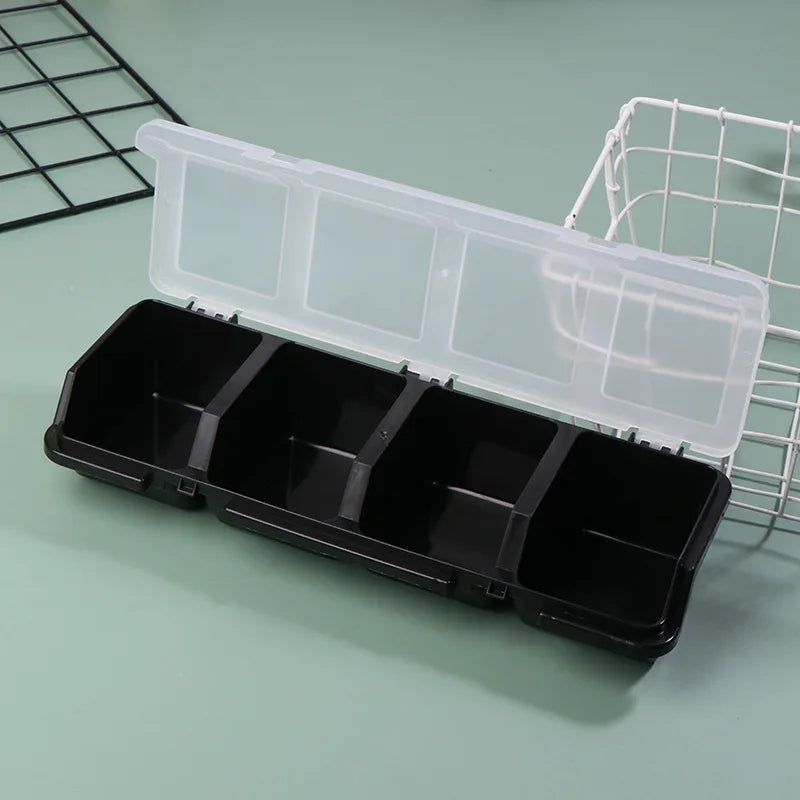 1Pcs Parts Storage Box Plastic Screw Organizer Box with 4 Compartment Tool Part Container Bin with Lid Display Storage Case Oasis Select Black