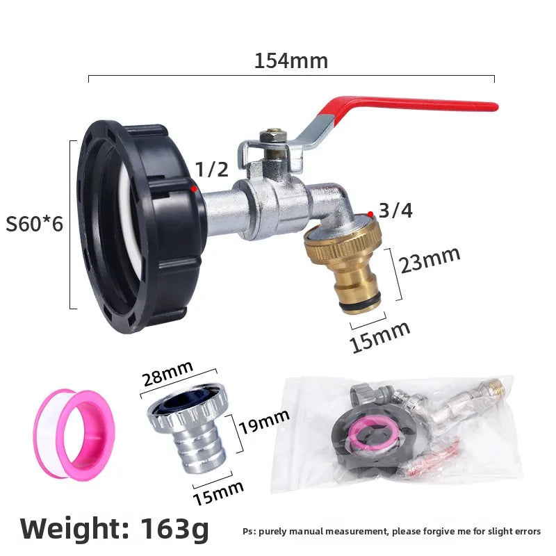 Durable IBC Tank Tap Adapter S60*6 Coarse Thread to 1/2'' 3/4'' Connector Replacement Valve Garden Home Valve Fitting Faucet Oasis Select J