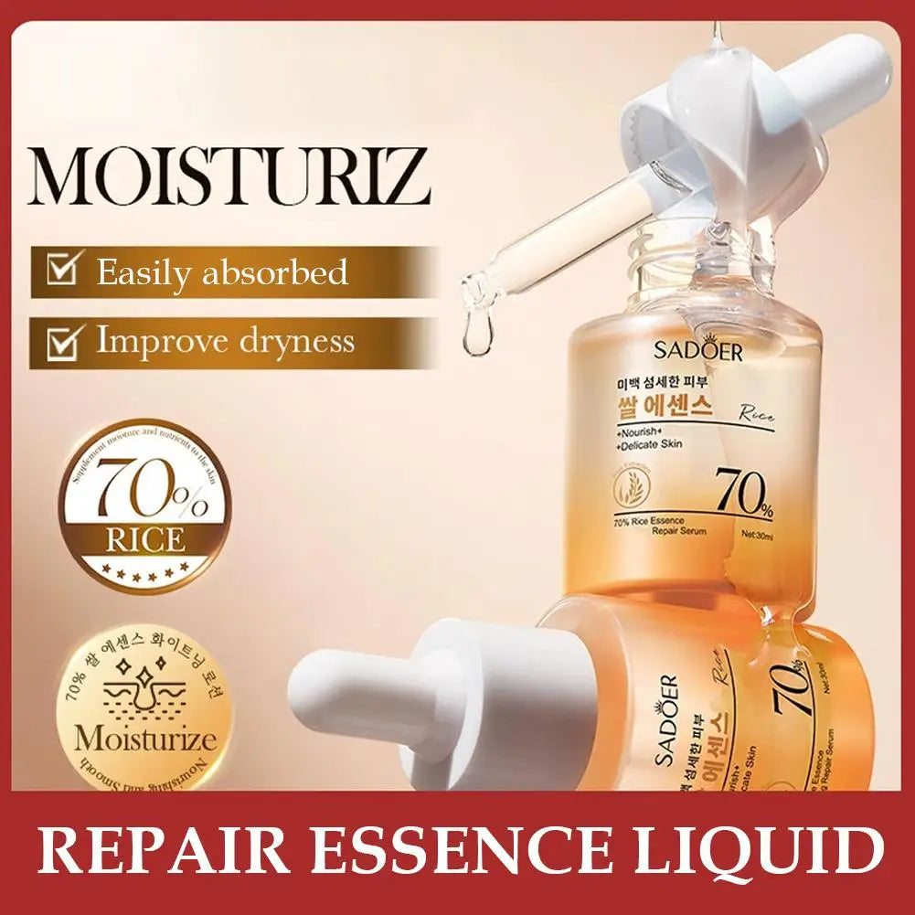 SADOER Rice Serum White Rice Essence Brightening Moisturizing Deep Hydrating Facial Essence Smooth Lines Even Skin Tone Skincare Oasis Select