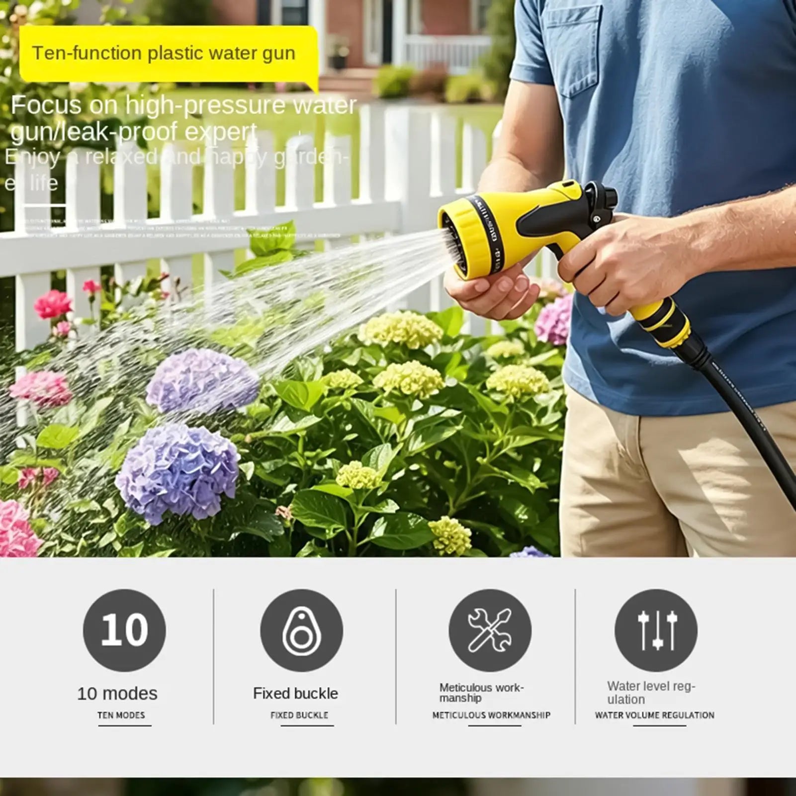 Garden Water Gun Sprinkler nozzle Adjustable Garden High-Pressure Car Washing Water Gun for Car Washing And Pet Cleaning Tools Oasis Select