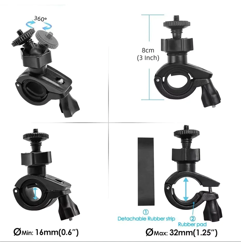 Bike Handlebar Mount for GoPro, DJI Osmo & Insta360