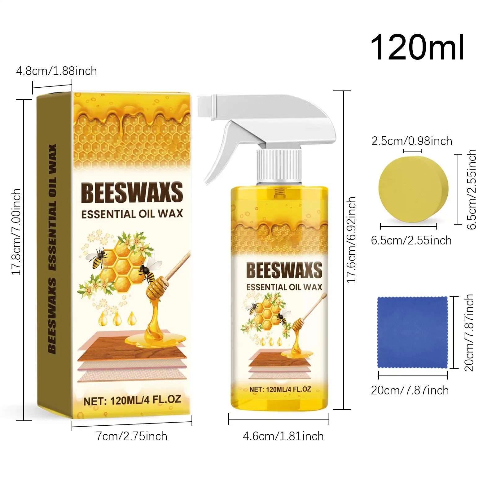 Wood Restorer Spray 120ml Wood Care Polishing Beeswax Spray Waterproof Multipurpose Floors Chair Cabinet Furniture Polishing Oasis Select