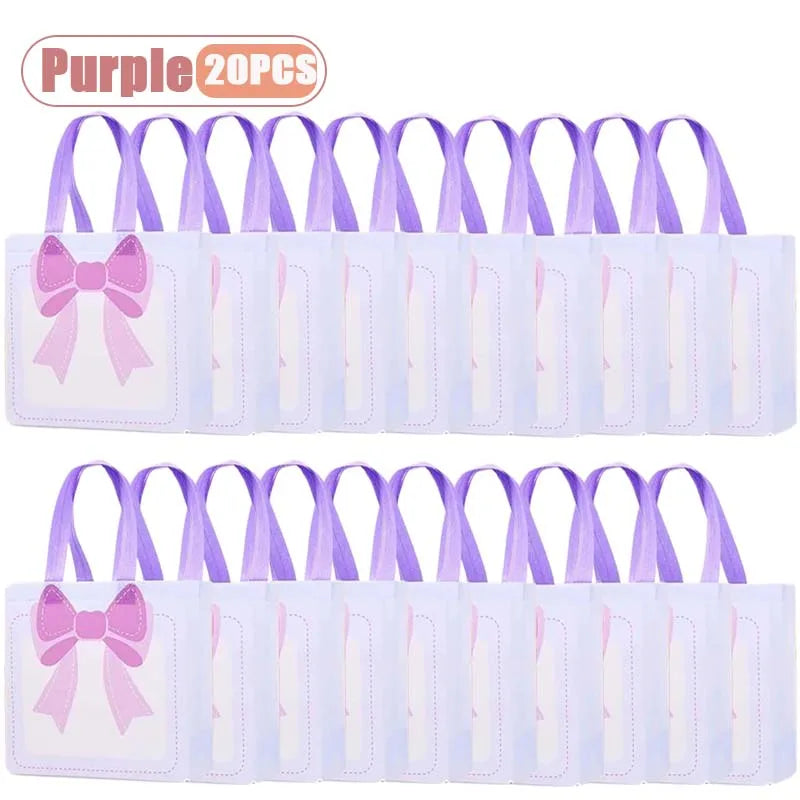 1-20PCS Valentine‘s Day Gift Bags Premium Non-Woven Tote for Birthday Party Favors Handmade Treat Bags Elegant Favor Bags Oasis Select Purple-20PCS