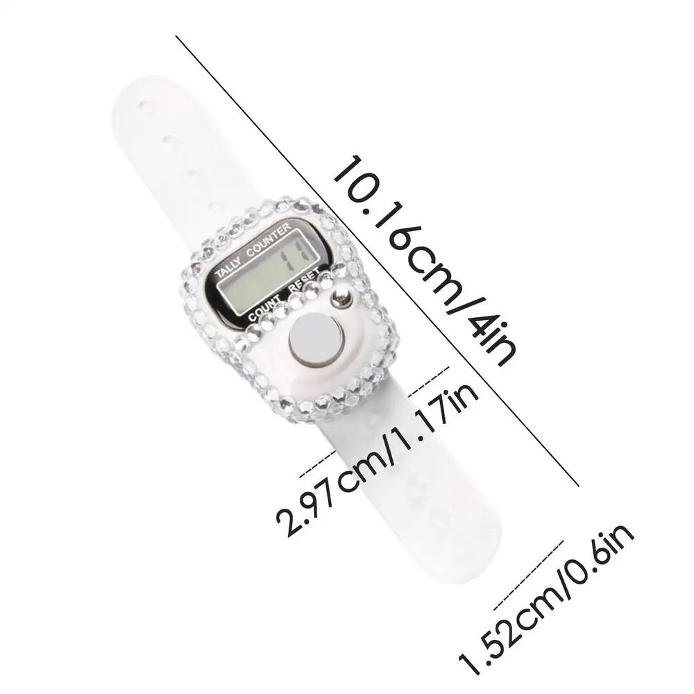 Finger Counter Clicker LCD Digital Display Finger Counter Resettable Lap Record Ring Manual Knitting Row Tally Ring For Golfer Oasis Select White