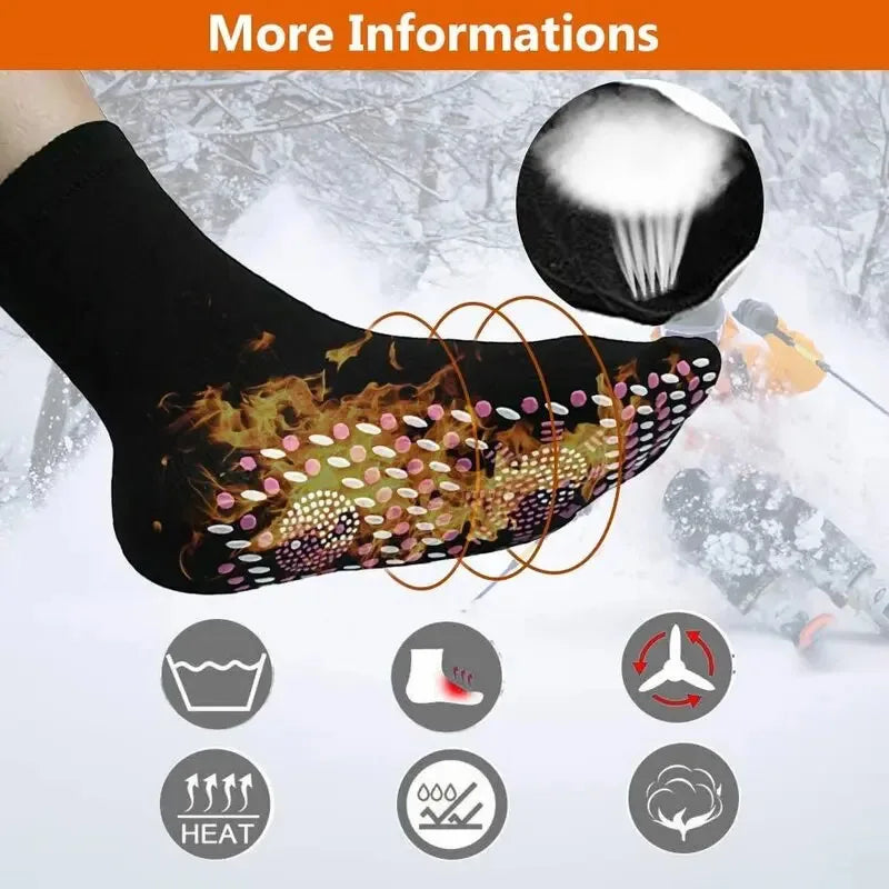 1/2/3/4/6Pairs Self-Heating Shaping Socks Pain Relief Whole Foot Thermal Socks Tourmaline Cold-Resistant for Men Women Outdoor Oasis Select