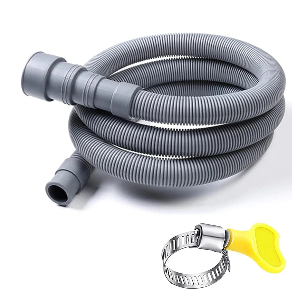New Flexible Washing Machine Drain Hose Corrugated Grey Washing Machine Tube Thickened Faucet Accessories Oasis Select 1.5m
