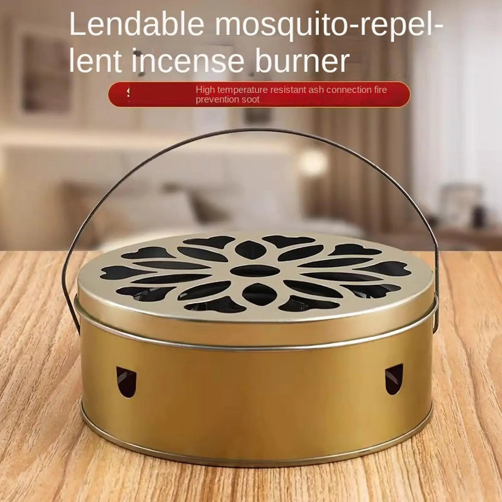 Portable Stainless Steel Mosquito Coil Box with Cover and Handle, Anti-scald Mosquito Incense Holder for Camping Patio Oasis Select