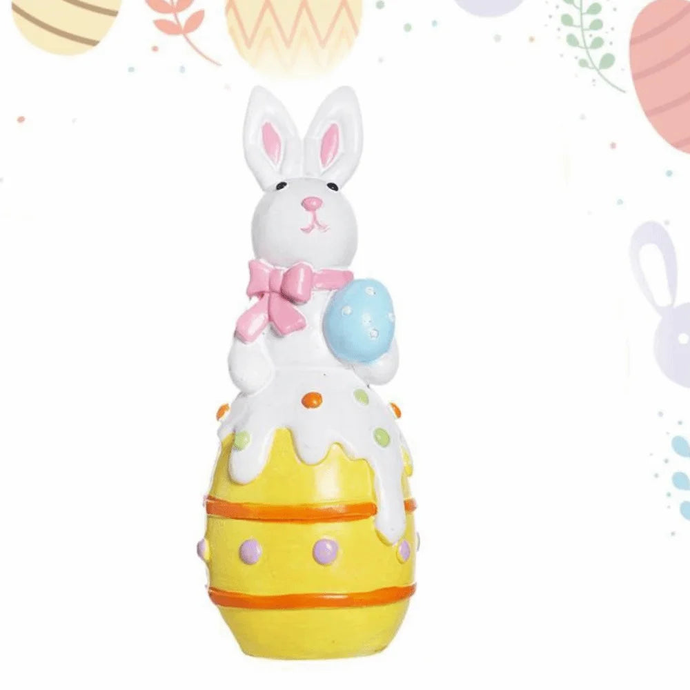 Hand-Painted Resin Easter Bunny Figurine | Colorful Ornament