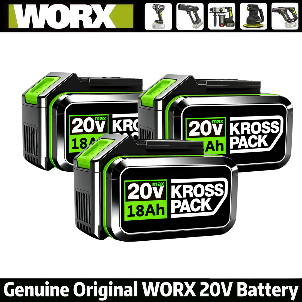 New High-capacity 20V Worx 18000mAh Replacement Lithium-ion Battery，For WA3551 WA3551.1 WA3553 WA3641Rechargeable Tool Battery Oasis Select 5Pin-18Ah-3PCS