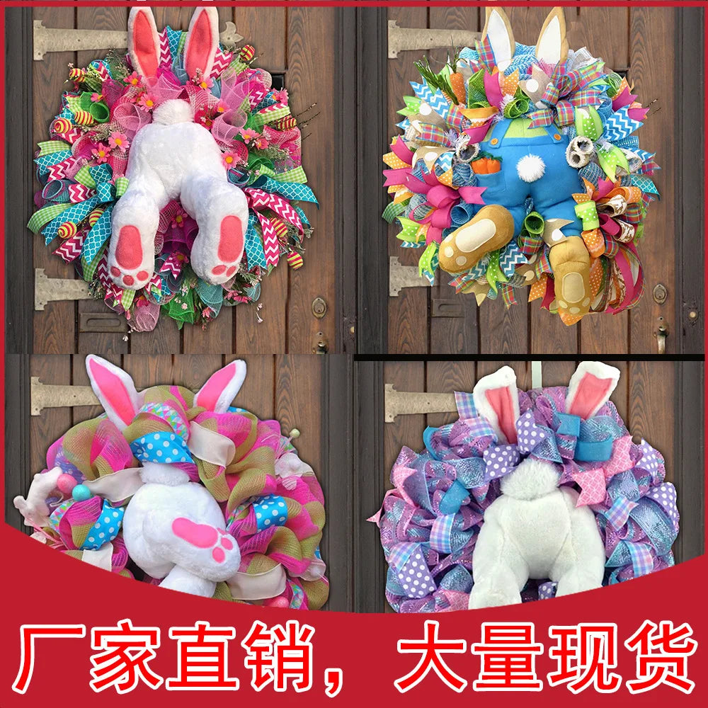 Easter Themed Bunny Wreaths Decorate Outdoor Patio Hanging Decorations Wall Holiday Decorations Props Oasis Select