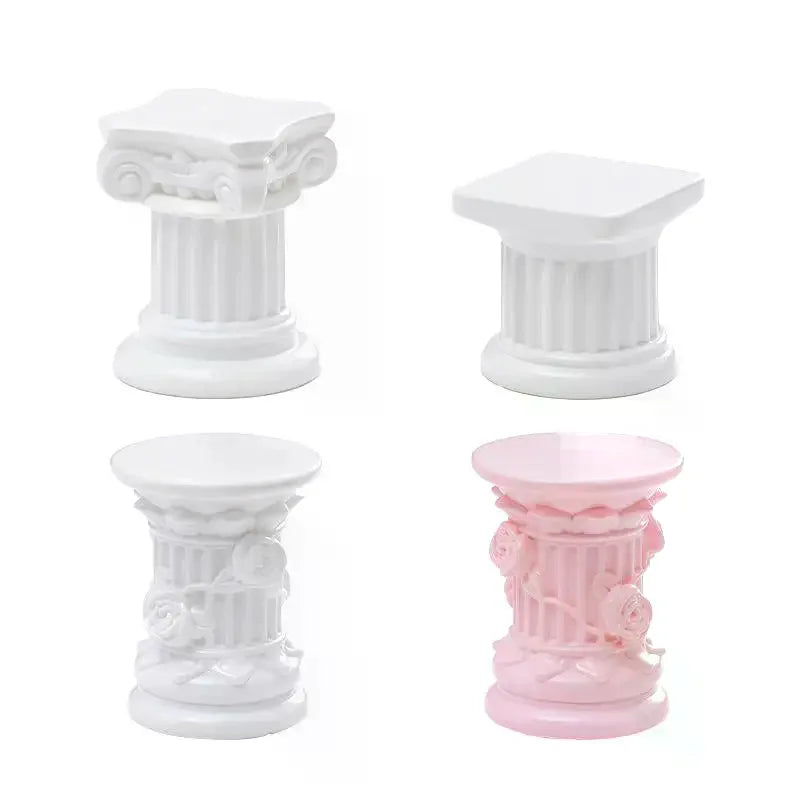 Roman Pillar Greek Column Figurine with Pedestal Candlestick Stand Classic Ancient Style Indoor Garden Decor Oasis Select