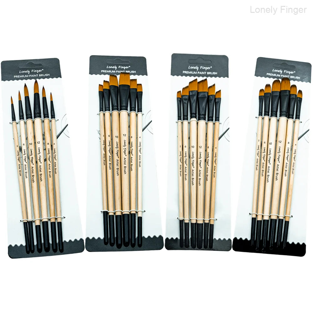 6pcs Paint Brushes Set, Artist Brush for Acrylic Oil Watercolor Gouache Artist Professional Painting with Synthetic Nylon Oasis Select